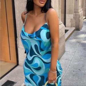 blue swirl dress zara